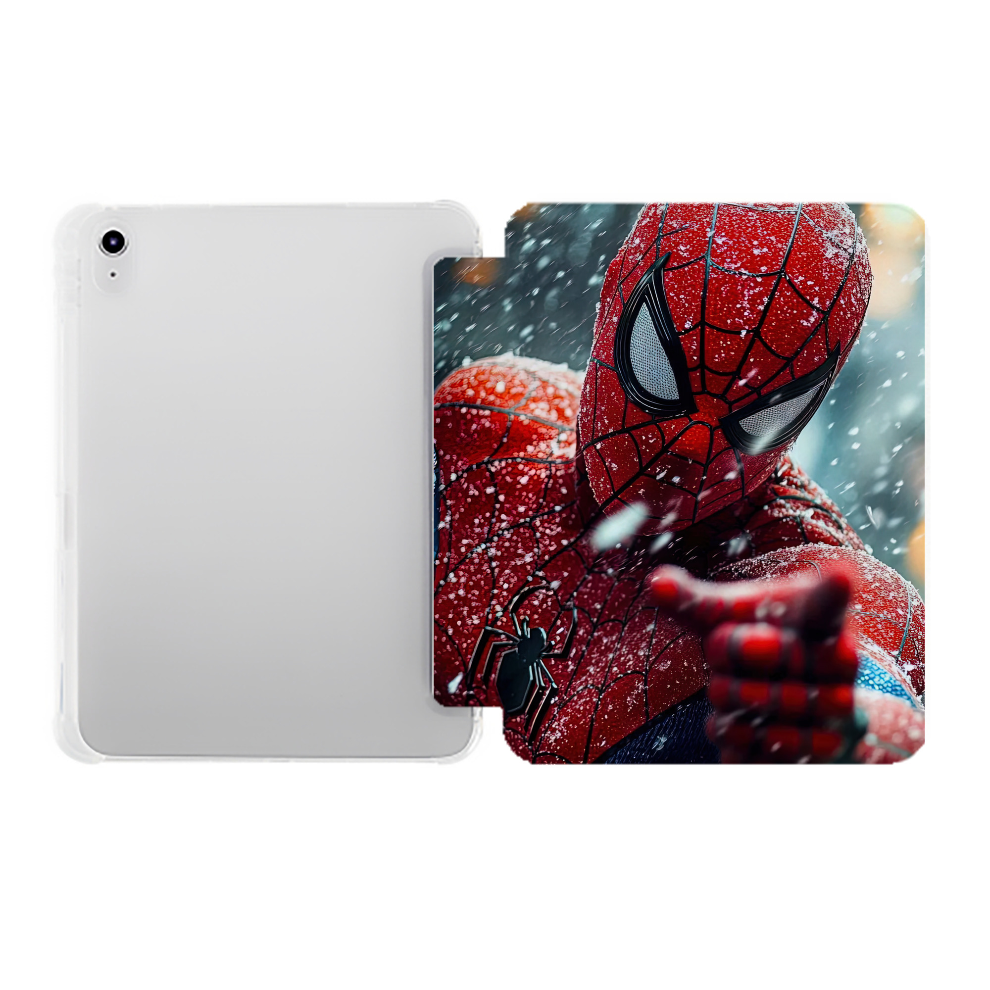 （画像用） Spider Man スパイダーマン IPad ケース ペン収納付き 三つ折りスタンド PUレザー×シリコン 対応機種9.5/10.5/10.9インチ